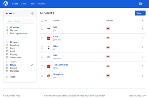 Vaultwarden Screenshot